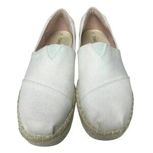 TOMS Alpargata Rope High Platform Slip On Flats Casual White W9